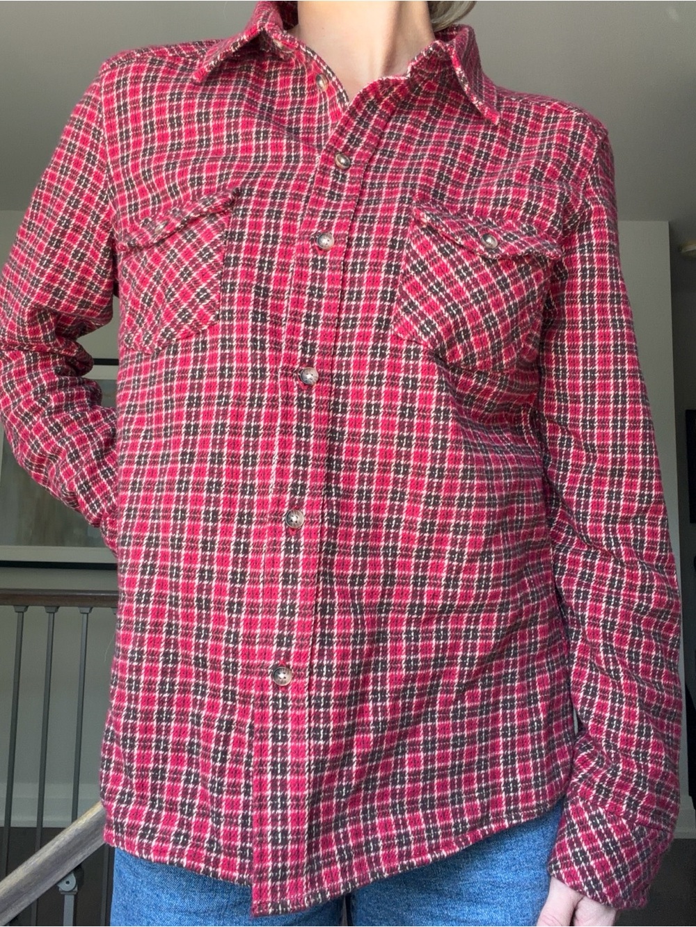 Red Plaid Button-Up Flannel